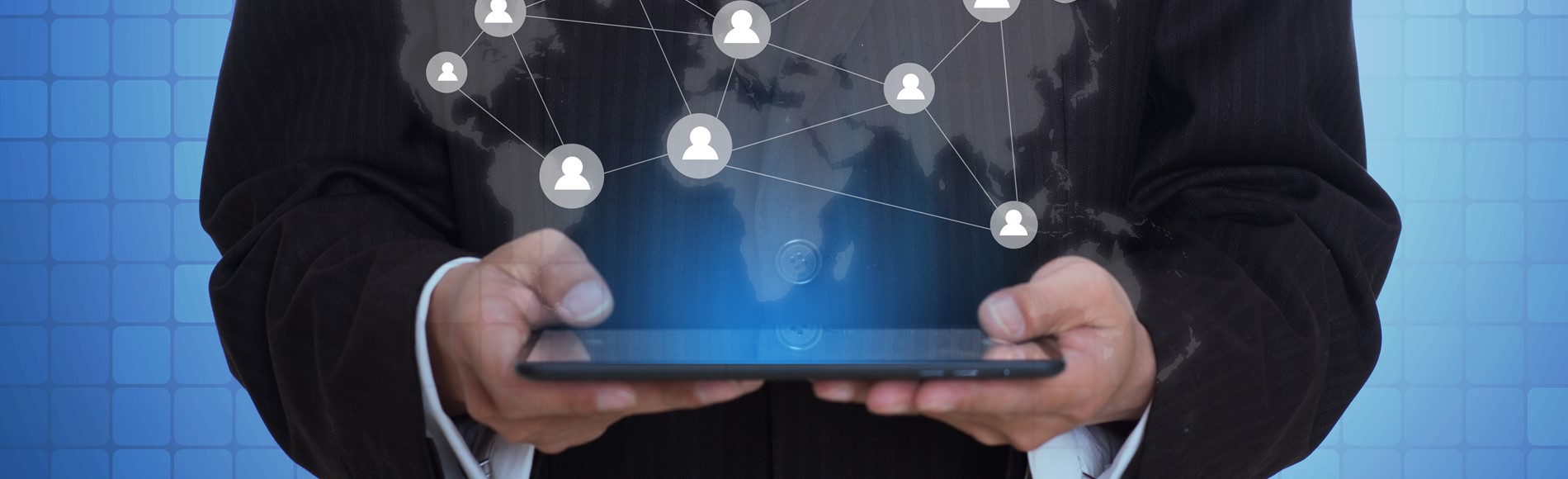 Businessman Holding Tablet With Virtual Application